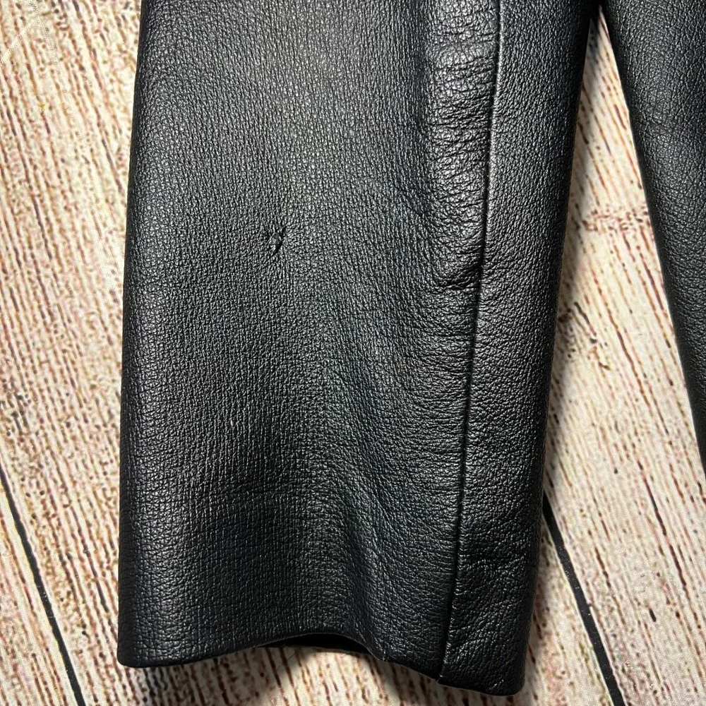 Vintage G-III Black Genuine Leather Jacket Womens Large 90s button up  Y2K Biker